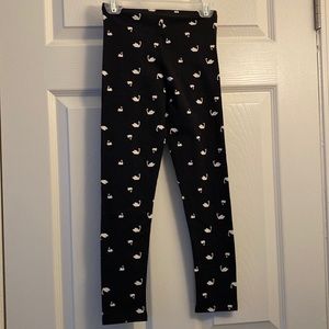 New with tags Girls Old Navy leggings size medium 8 length 27 black with swans
